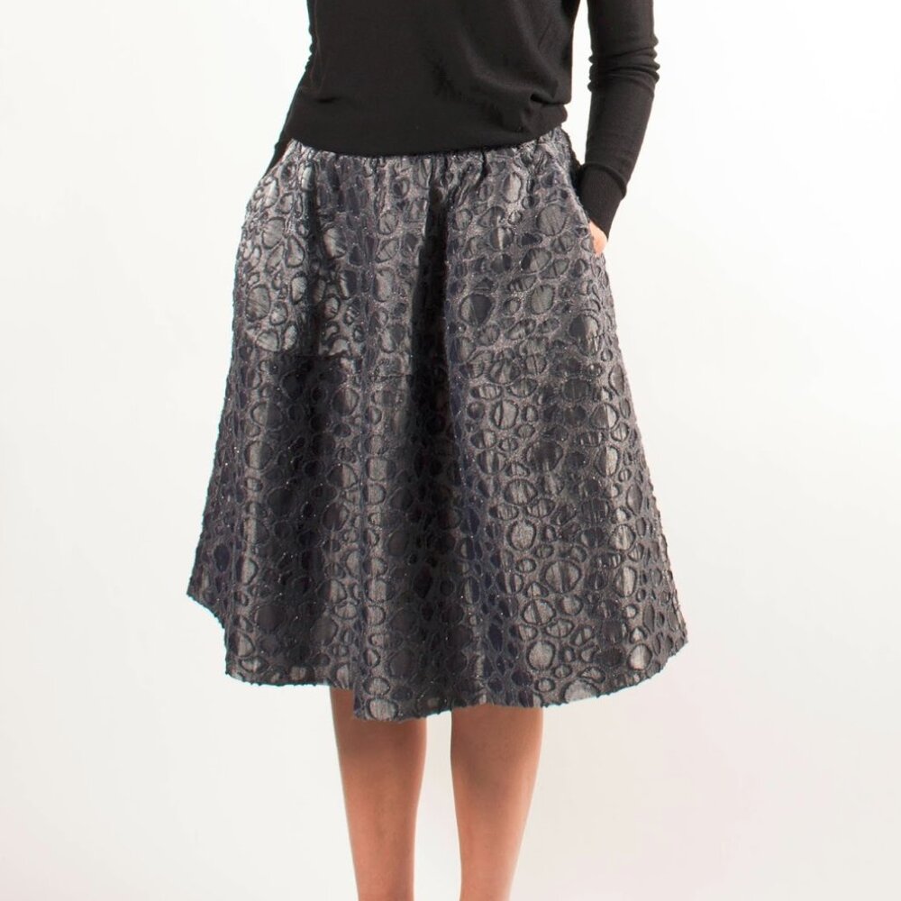 Co PF/16 Grey Metallic Spotted-Jacquard Gathered Mini Skirt